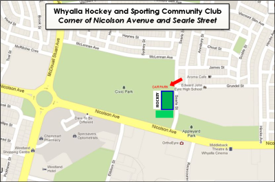 Location map for Whyalla Hockey & Sporting Community Club